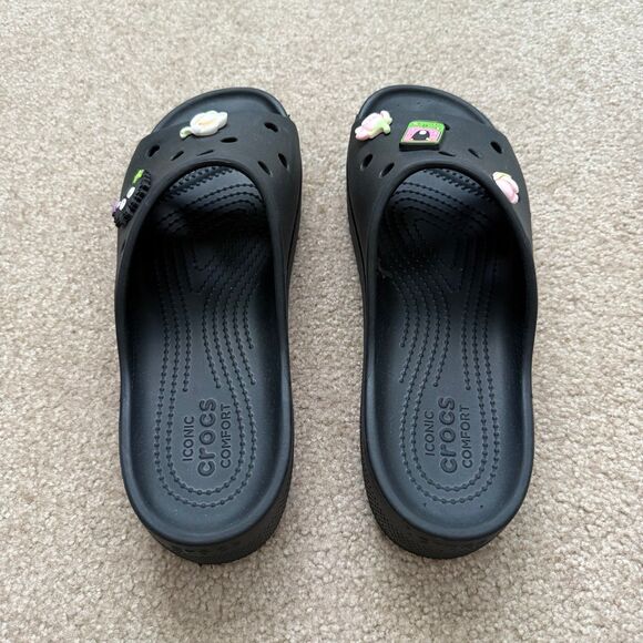 Crocs Classic Platform Slide Sandal Womens Size 9 Gently Used EUC Black - Picture 3 of 12